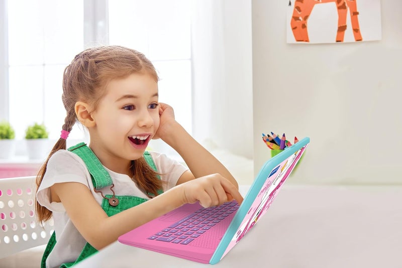 Lexibook لابتوب يونيكورن التعليمي ثنائي اللغة الإسبانية/الإنجليزية - لعبة للأطفال مع 124 نشاط لتعلم الرياضيات، الكتابة، المنطق، قراءة الساعة، لعب الألعاب والموسيقى - JC598UNIi2 - Image 5